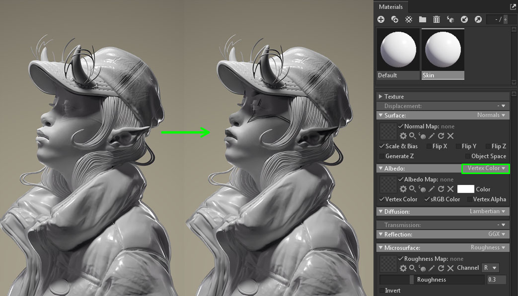 how to vertex shade in zbrush