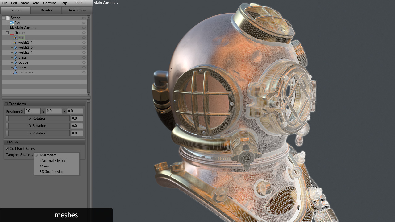 rendering materials in marmoset toolbag 3