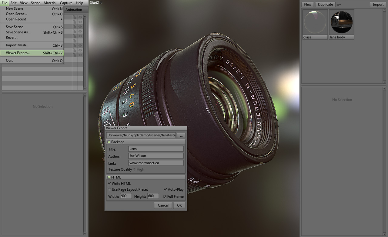 change camera marmoset toolbag 3